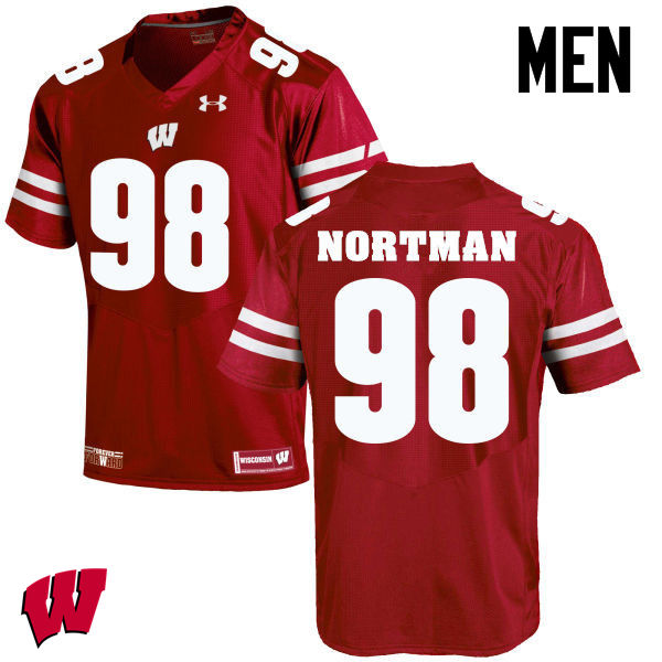 Men Winsconsin Badgers #98 Brad Nortman College Football Jerseys-Red